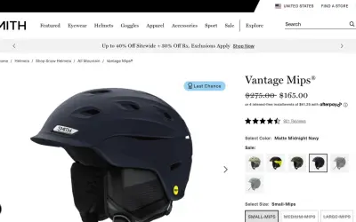 Granatowy giro kask narciarski Smith Vantage Mips, idealny na stok.